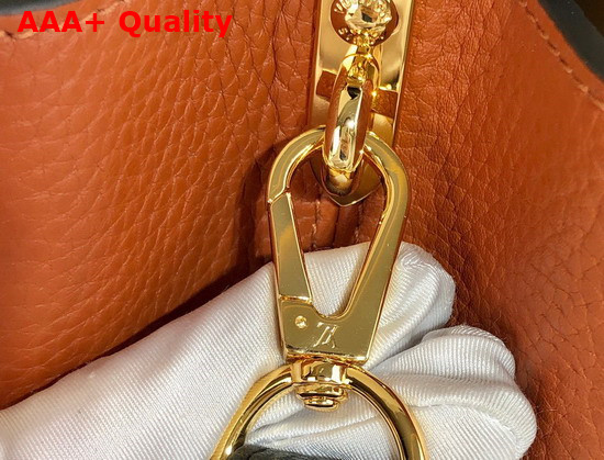 Louis Vuitton Capucines BB Handbag Gold Noir Taurillon Leather and Features a Wide Colorful Strap M59266 Replica