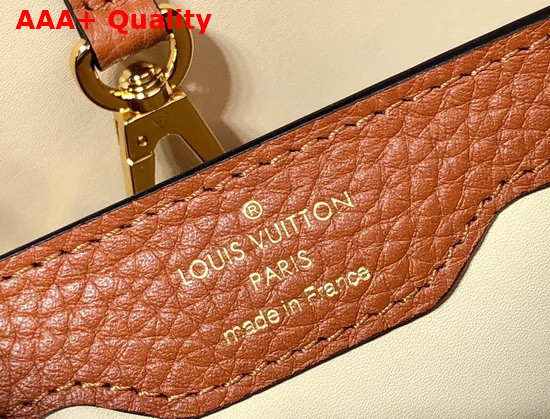 Louis Vuitton Capucines BB Handbag Gold Noir Taurillon Leather and Features a Wide Colorful Strap M59266 Replica