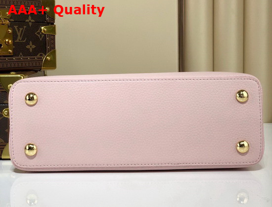 Louis Vuitton Capucines BB Handbag Rose Beige Taurillon Leather and Features a Wide Colorful Strap M59061 Replica