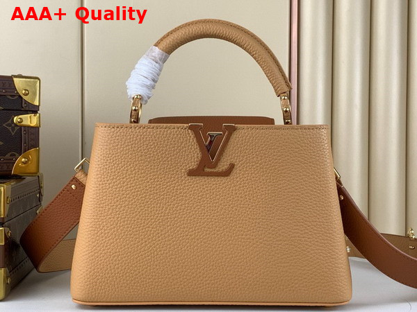 Louis Vuitton Capucines BB Handbag in Arizona Brown and Cognac Taurillon Leather Replica