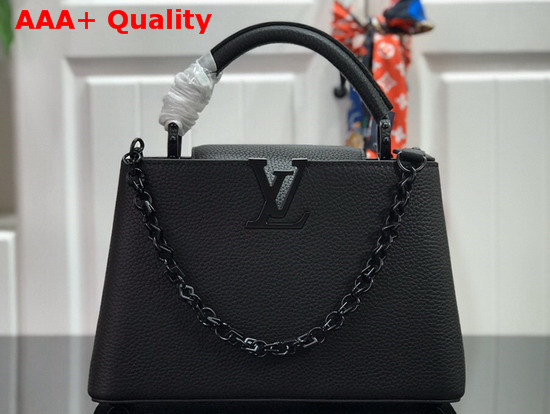 Louis Vuitton Capucines BB Handbag in Black Taurillon Leather with Black Matte Hardware M55218 Replica