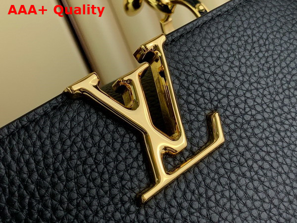 Louis Vuitton Capucines BB Handbag in Black Taurillon Leather with Golden Monogram Blossom in Metal M24698 Replica