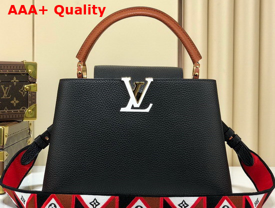 Louis Vuitton Capucines BB Handbag in Black Taurillon Leather with Wide Detachable Strap Replica