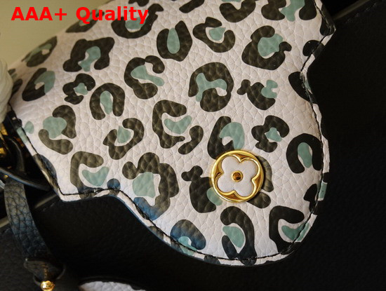 Louis Vuitton Capucines BB Handbag in Black Taurillon Leather with the Collections Signature Animal Print M58720 Replica