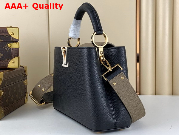 Louis Vuitton Capucines BB Handbag in Black and Grey Taurillon Leather Replica