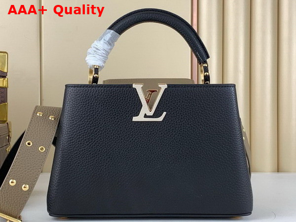 Louis Vuitton Capucines BB Handbag in Black and Grey Taurillon Leather Replica