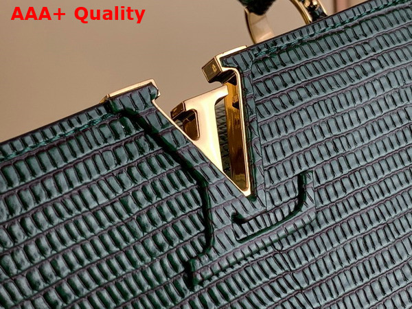 Louis Vuitton Capucines BB Handbag in Dark Green Lizard Effect Cowhide Leather Replica