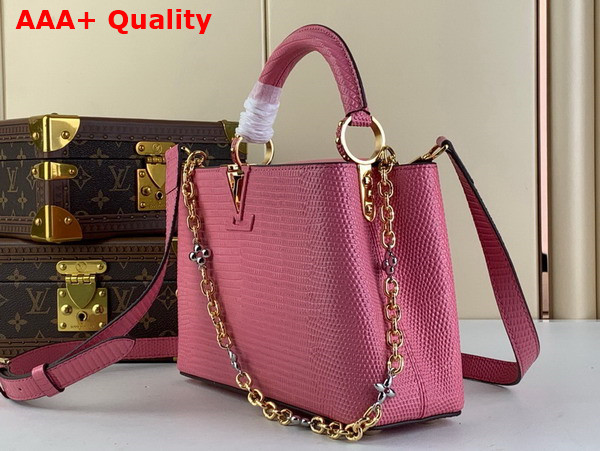 Louis Vuitton Capucines BB Handbag in Dusty Pink Lizard Effect Cowhide Leather Replica