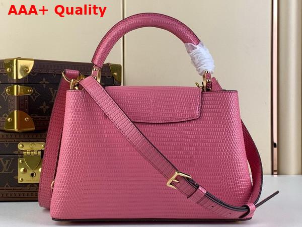 Louis Vuitton Capucines BB Handbag in Dusty Pink Lizard Effect Cowhide Leather Replica