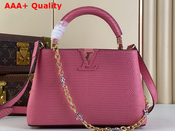 Louis Vuitton Capucines BB Handbag in Dusty Pink Lizard Effect Cowhide Leather Replica