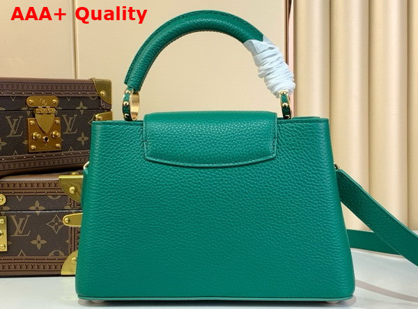 Louis Vuitton Capucines BB Handbag in Emerald Green Taurillon Leather with Triple Chain Adornment Replica