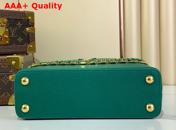 Louis Vuitton Capucines BB Handbag in Emerald Green Taurillon Leather with Triple Chain Adornment Replica