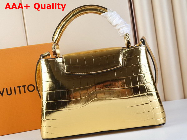 Louis Vuitton Capucines BB Handbag in Gold Alligator Leather Replica