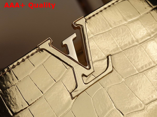 Louis Vuitton Capucines BB Handbag in Gold Alligator Leather Replica