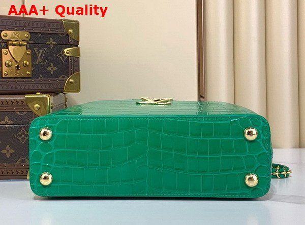 Louis Vuitton Capucines BB Handbag in Green Crocodile Embossed Calfskin with Crystals Replica