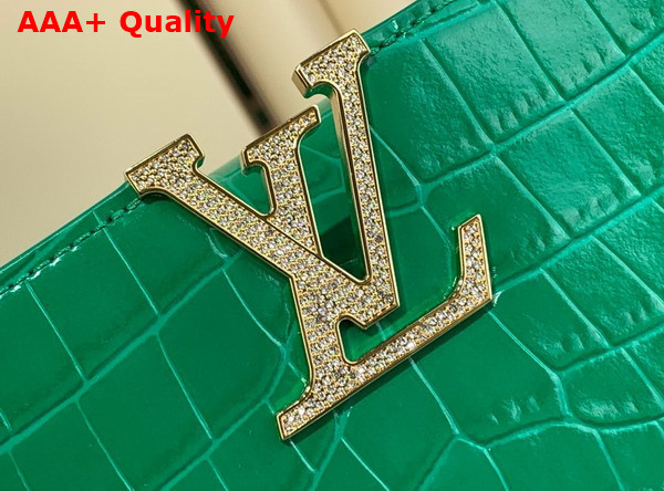 Louis Vuitton Capucines BB Handbag in Green Crocodile Embossed Calfskin with Crystals Replica