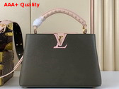 Louis Vuitton Capucines BB Handbag in Khaki Green and Pink Taurillon Leather Replica