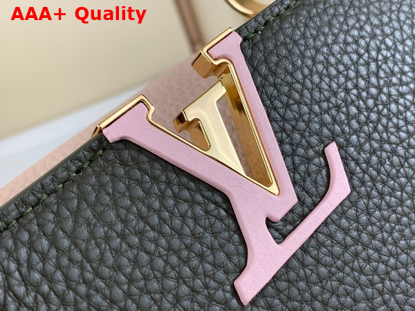 Louis Vuitton Capucines BB Handbag in Khaki Green and Pink Taurillon Leather Replica