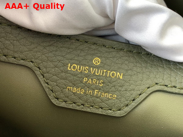 Louis Vuitton Capucines BB Handbag in Khaki Green and Pink Taurillon Leather Replica