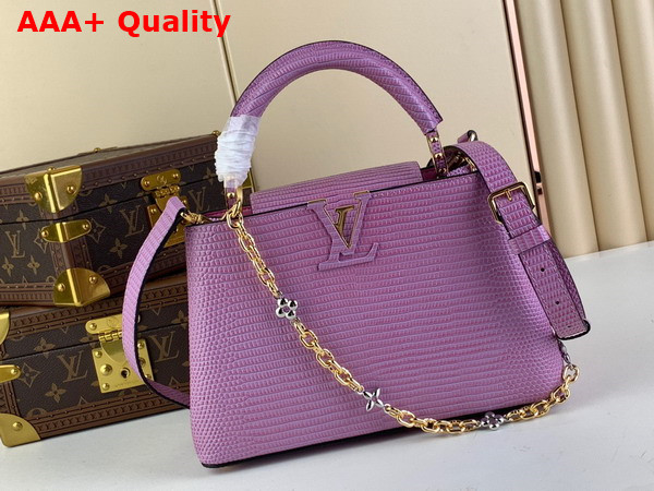 Louis Vuitton Capucines BB Handbag in Light Purple Lizard Effect Cowhide Leather Replica