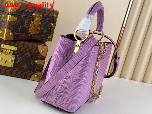 Louis Vuitton Capucines BB Handbag in Light Purple Lizard Effect Cowhide Leather Replica