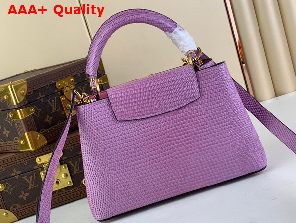 Louis Vuitton Capucines BB Handbag in Light Purple Lizard Effect Cowhide Leather Replica