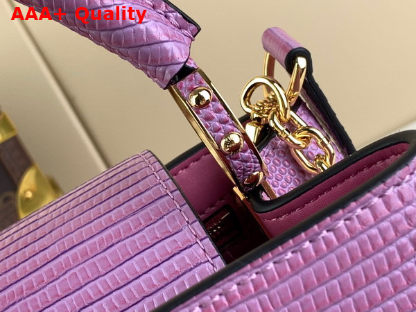 Louis Vuitton Capucines BB Handbag in Light Purple Lizard Effect Cowhide Leather Replica