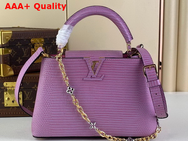 Louis Vuitton Capucines BB Handbag in Light Purple Lizard Effect Cowhide Leather Replica