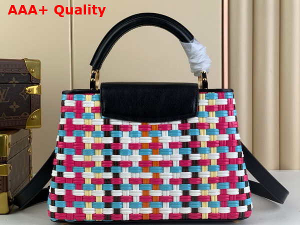 Louis Vuitton Capucines BB Handbag in Multicolor Coated Canvas Woven with Thin Bands M22270 Replica