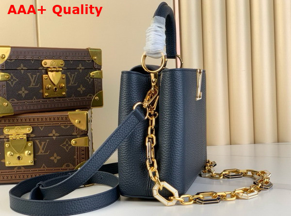 Louis Vuitton Capucines BB Handbag in Navy Blue Taurillon Leather The Links are Decorated with Jewel Like Enamel M25211 Replica