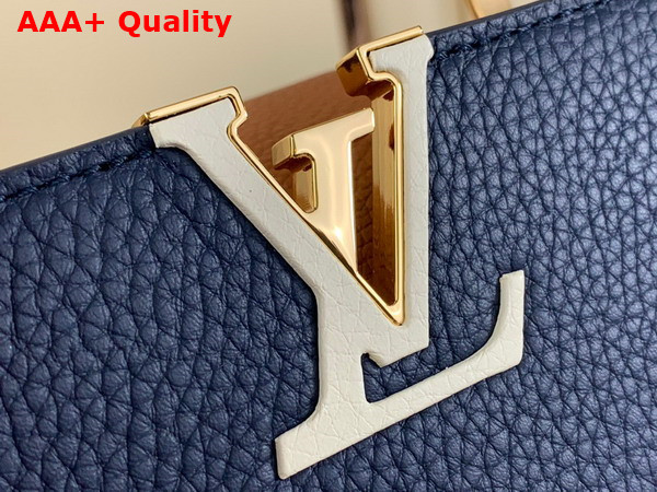 Louis Vuitton Capucines BB Handbag in Navy Blue and Cognac Taurillon Leather Replica