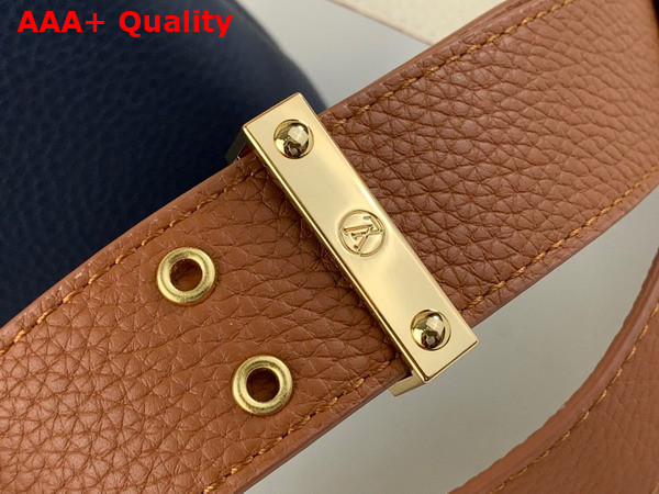 Louis Vuitton Capucines BB Handbag in Navy Blue and Cognac Taurillon Leather Replica