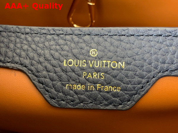 Louis Vuitton Capucines BB Handbag in Navy Blue and Cognac Taurillon Leather Replica