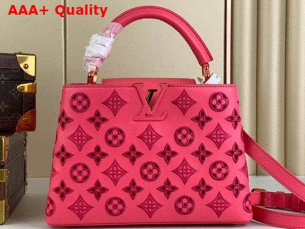 Louis Vuitton Capucines BB Handbag in Pink Calfskin Perforated with the Monogram Pattern M22922 Replica