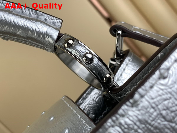 Louis Vuitton Capucines BB Handbag in Silver Ostrich Replica