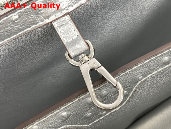 Louis Vuitton Capucines BB Handbag in Silver Ostrich Replica