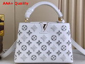 Louis Vuitton Capucines BB Handbag in Snow White Calfskin Perforated with the Monogram Pattern Replica