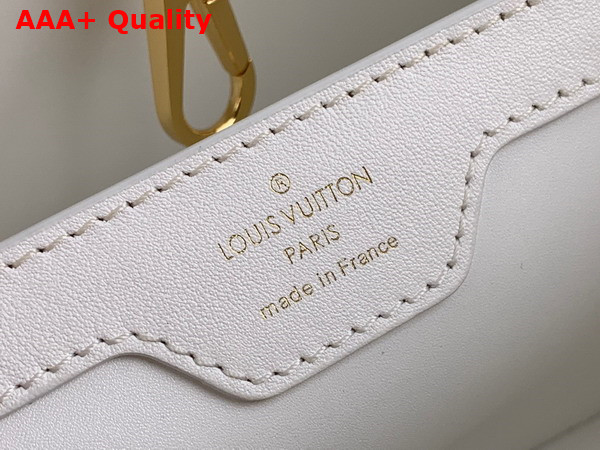 Louis Vuitton Capucines BB Handbag in Snow White Calfskin Perforated with the Monogram Pattern Replica