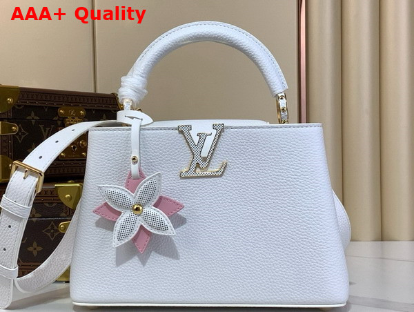 Louis Vuitton Capucines BB Handbag in Snow White Taurillon Leather Replica