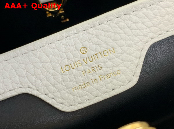 Louis Vuitton Capucines BB Handbag in Snow White Taurillon Leather with Scarf Wrapped Around the Top Handle M24673 Replica