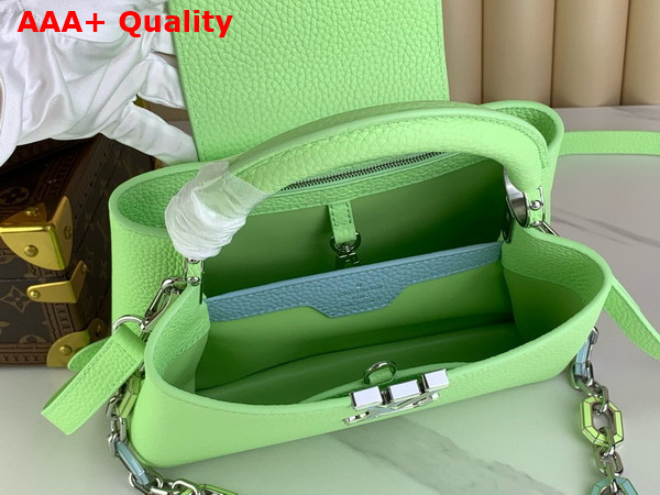 Louis Vuitton Capucines BB Handbag in Spring Green Taurillon Leather The Links are Decorated with Jewel Like Enamel Replica