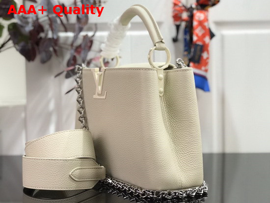 Louis Vuitton Capucines BB Handbag in White Taurillon Leather with White Matte Hardware Replica