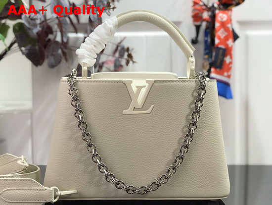 Louis Vuitton Capucines BB Handbag in White Taurillon Leather with White Matte Hardware Replica