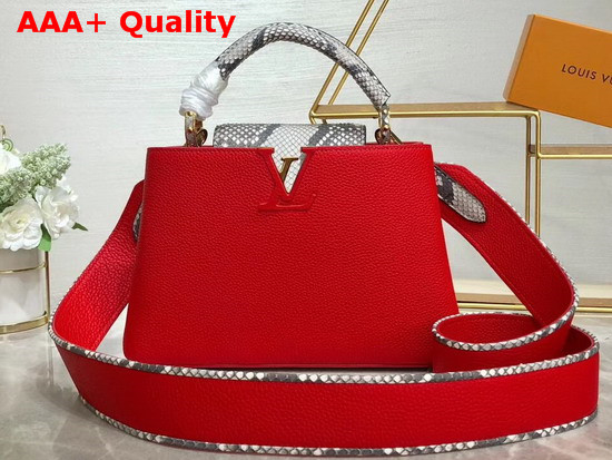 Louis Vuitton Capucines BB Red Taurillon Leather and Python Skin Details Replica