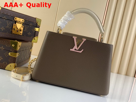 Louis Vuitton Capucines BB Smokey Brown Green Creme Pink Taurillon Leather Replica