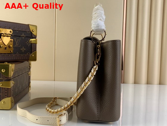 Louis Vuitton Capucines BB Smokey Brown Green Creme Pink Taurillon Leather Replica