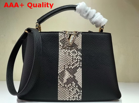 Louis Vuitton Capucines BB Taurillon Skin and Python Leather Black and Beige Replica