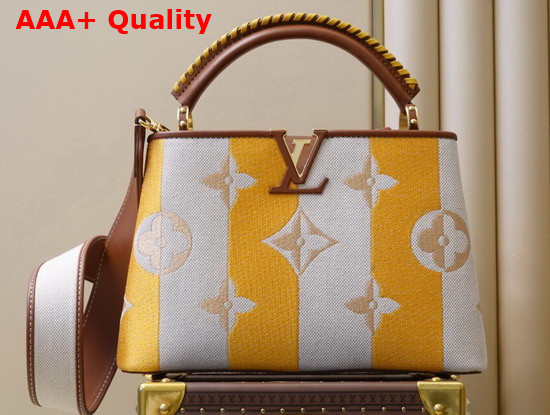 Louis Vuitton Capucines BB Yellow Smooth Calfskin and Embroidered Canvas M57651 Replica