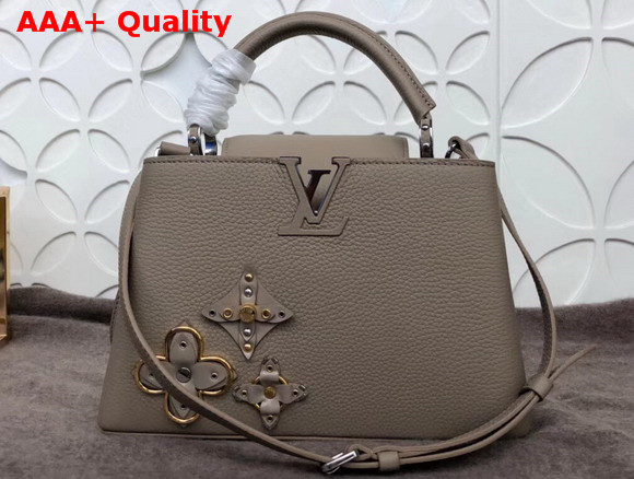 Louis Vuitton Capucines BB with Metallic and Leather Flowers Grey Replica