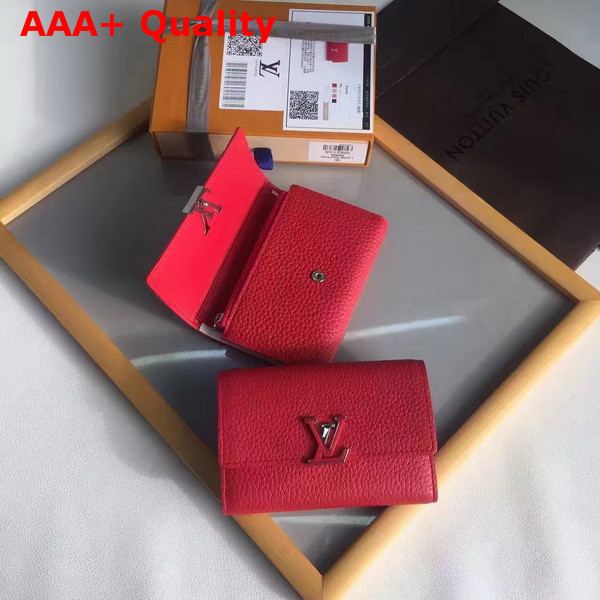 Louis Vuitton Capucines Compact Wallet Rubis Taurillon Leather Exterior Replica